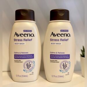 Aveeno Stress Relief Body Wash Calm & Relaxed 12oz x2